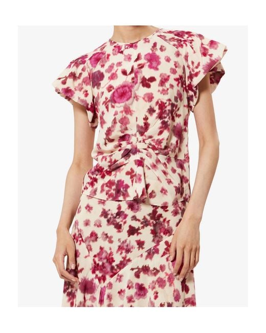 Isabel Marant Pink Tullya Printed Peplum Top