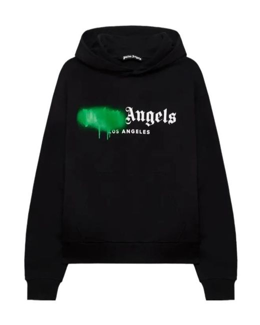 Palm Angels Black Spray City Los Angeles Dripping Logo Hoodie for men