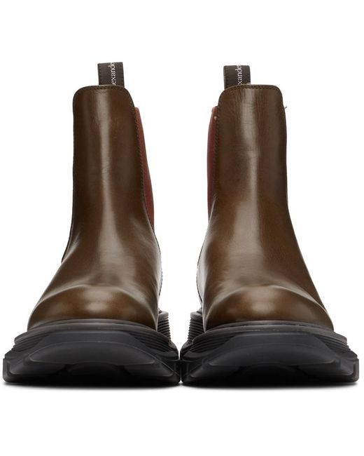 McQueen Brown Round-Headed Boots for men
