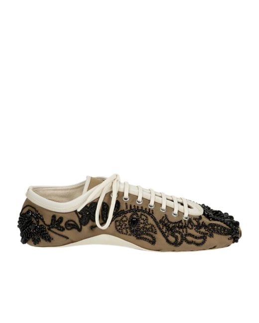 Dries Van Noten Multicolor Embroidered Lace-Up Ballerina Sneakers