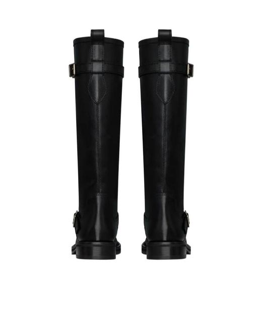 Saint Laurent Black River Round Toe Buckled Boots