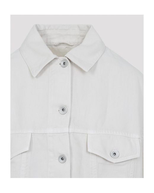 Brunello Cucinelli White Cropped Bull Jacket
