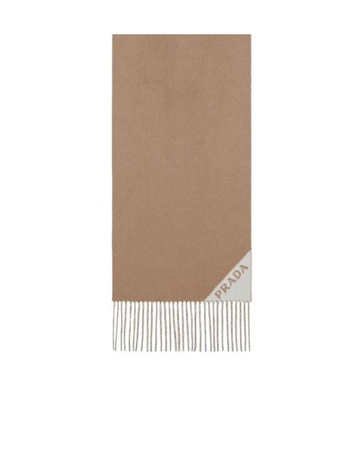 Prada Natural Double-Layer Cashmere Scarf
