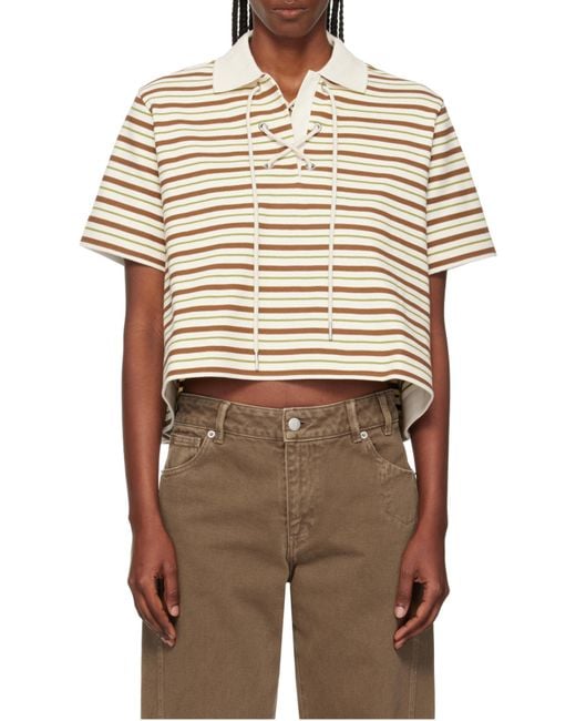 Moncler White Striped Polo Shirt