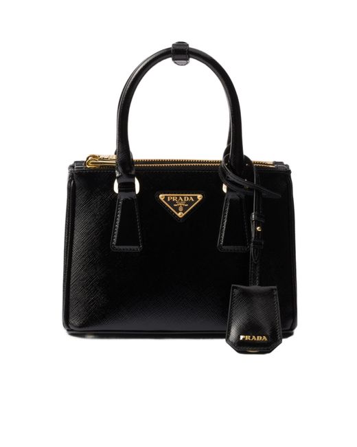 Prada Black Galleria Mini Patent Saffiano Bag