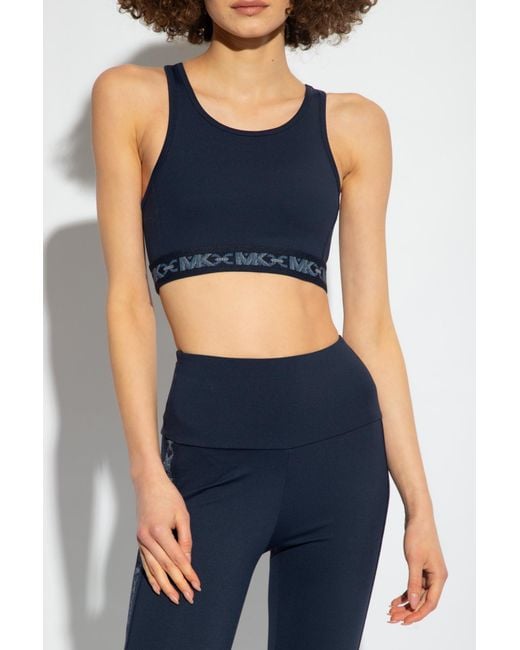 MICHAEL Michael Kors Blue Logo-Strap Sports Bra