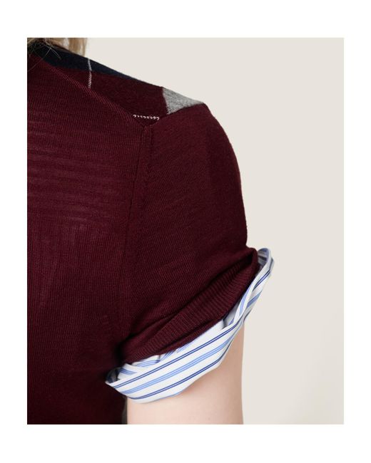 Miu Miu Red Wool Argyle Polo Shirt