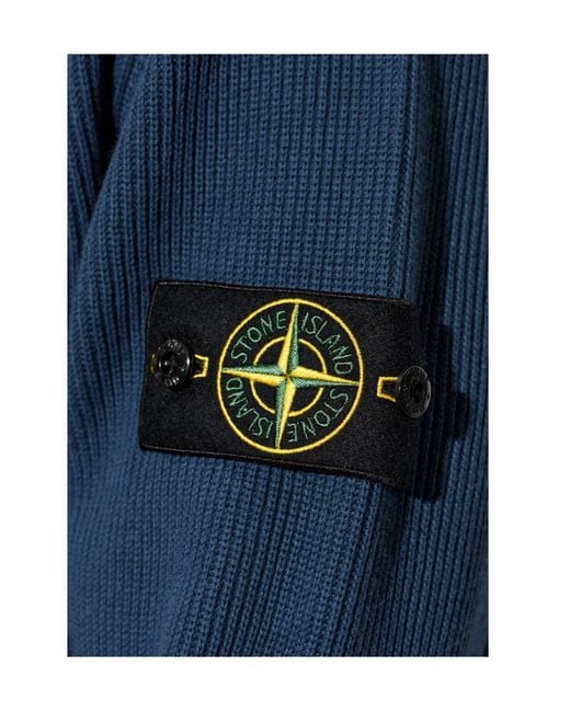 Stone Island Blue Long Sleeve Logo Patch Sweatshirt for men