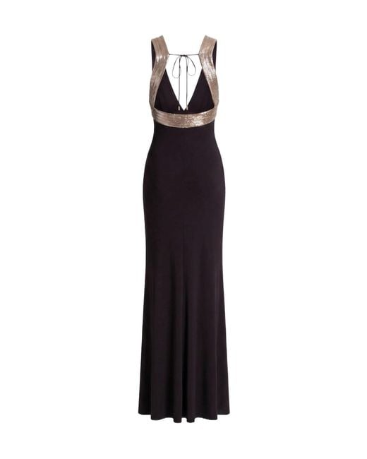Alberta Ferretti Black Embellished Long Dress