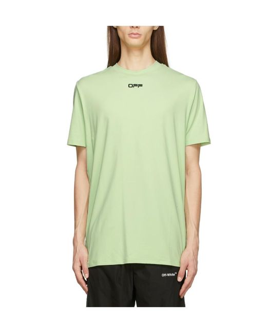 Off-White c/o Virgil Abloh Green Logo-Print Arrows T-Shirt for men