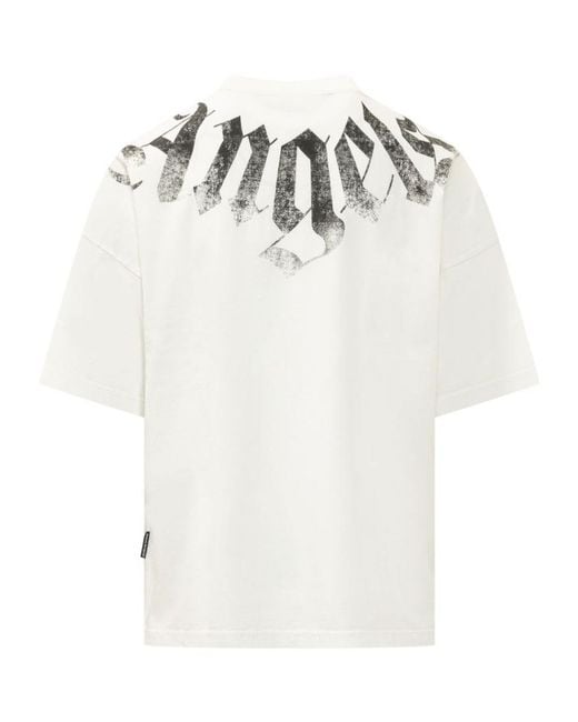 Palm Angels White Big Neck Logo T-Shirt for men