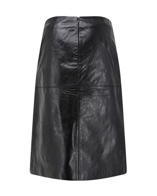 Soeur Black Leather Skirt With A Zipper