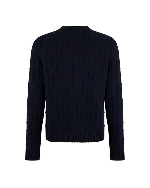 Prada Blue Crewneck Sweater for men