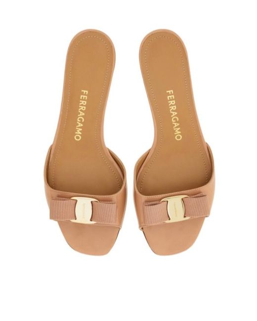 Ferragamo Natural Ferragamo Vara Bow Slides