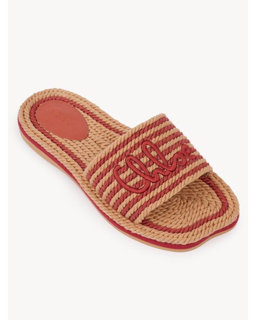 Chloé Pink Chloé Logo Slide Flat Sandals