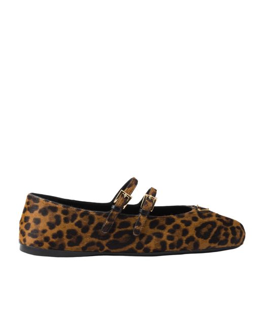 Prada Brown Leopard-Printed Ballerina Flats
