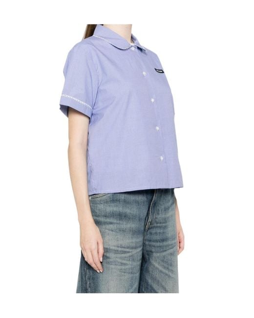 Miu Miu Blue Short-Sleeved Checked Shirt