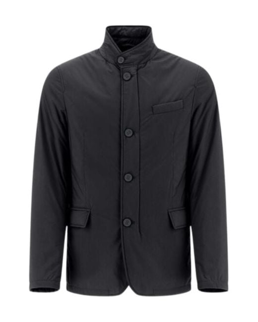 Herno Blue Padded Buttoned Highneck Jacket for men