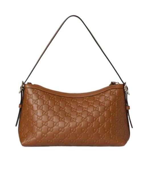 Gucci Brown Gg Emblem Medium Shoulder Bag