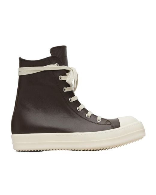 Rick Owens Brown Temple High-Top Casual Sneakers for men