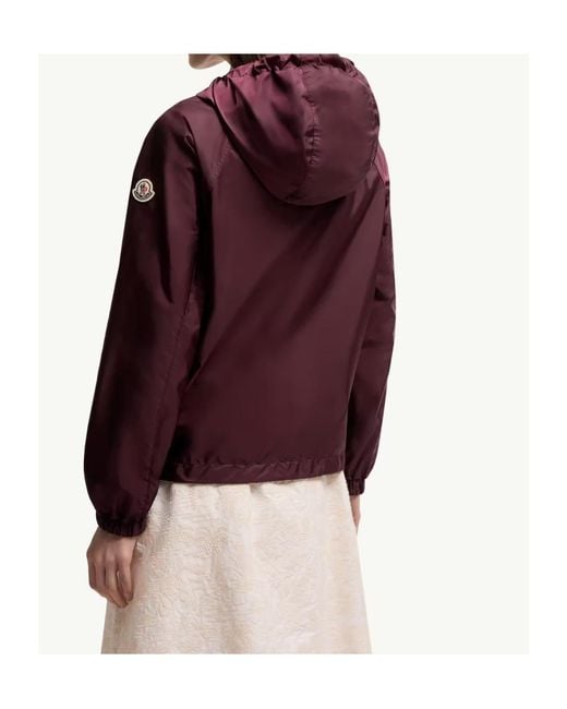 Moncler Red Zip-Up Hooded Jacket