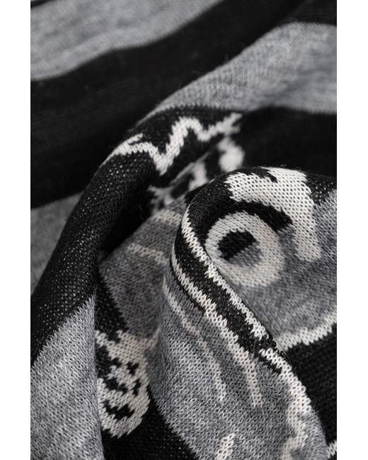 Moschino Black Striped Logo Intarsia Scarf for men