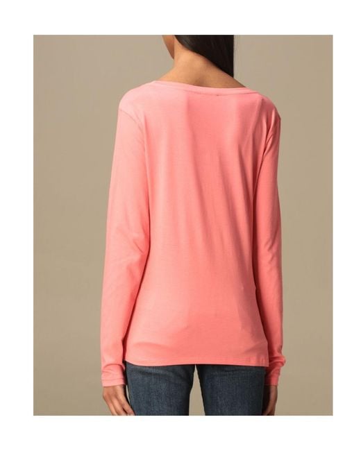 Emporio Armani Pink Logo Long-Sleeved T-Shirt