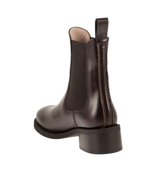 Fabiana Filippi Brown Leather Chelsea Ankle Boots With Low Heel