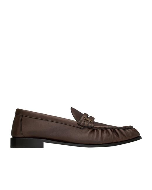 Saint Laurent Black Le Loafer Logo Plaque Slip-On Loafers for men