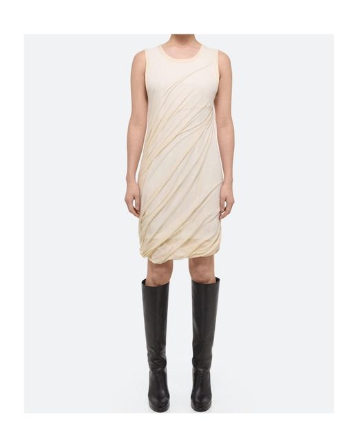Helmut Lang White Bubble Sheer-Overlay Dress