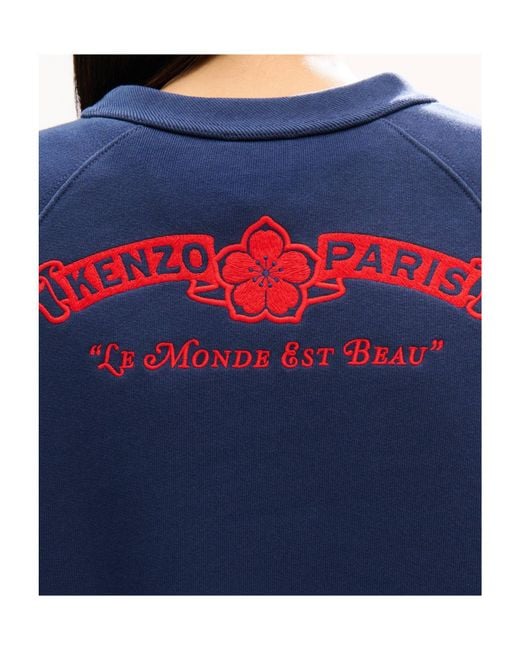 KENZO Blue Logo Detailed Crewneck Sweatshirt