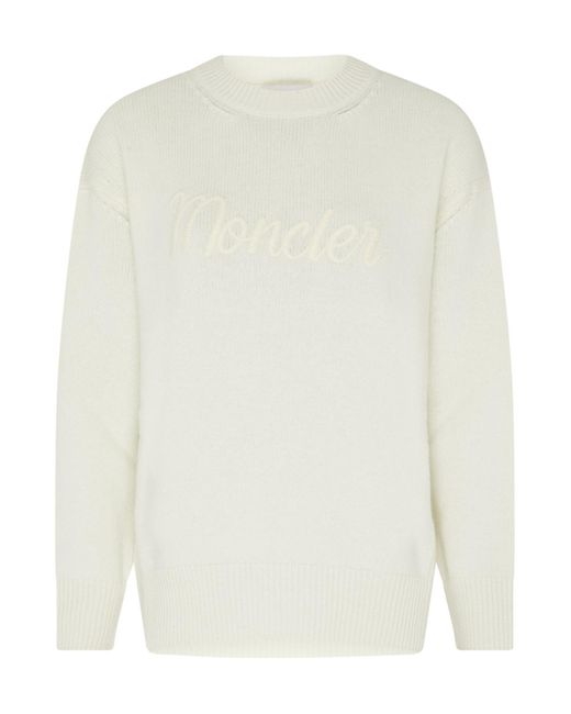 Moncler White Round Neck Sweater