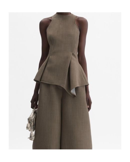 Magda Butrym Brown Asymmetric Sleeveless Top