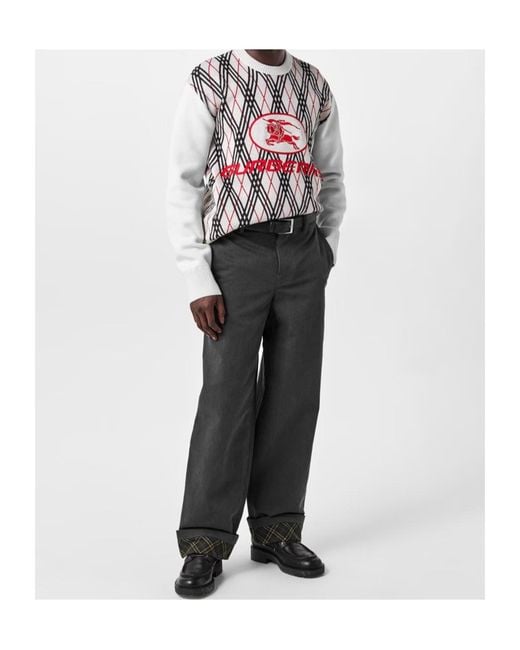 Burberry White Check Knit for men