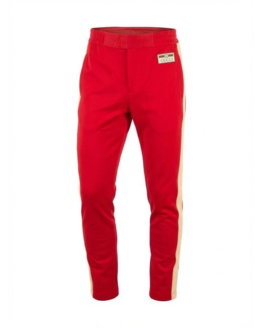 Gucci Red Side-Stripe Track Pants for men