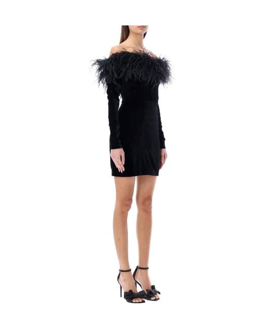 Alessandra Rich Black Wide Neck Velvet Mini Dress