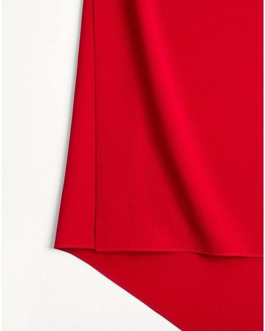 Valentino Red Side-Slit Midi Skirt