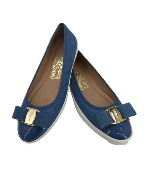 Ferragamo Blue Logo Flats