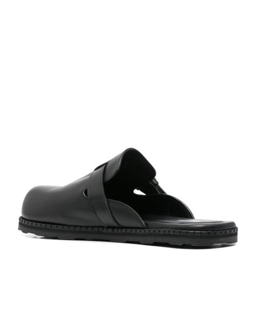 Moschino Black Buckle Detailed Round Toe Mules for men