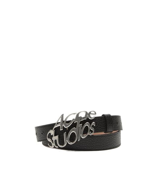 Acne White Logo-Plaque Leather Belt