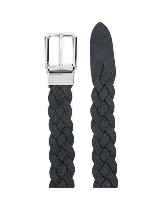 Etro White Braided-Leather Buckle Belt for men