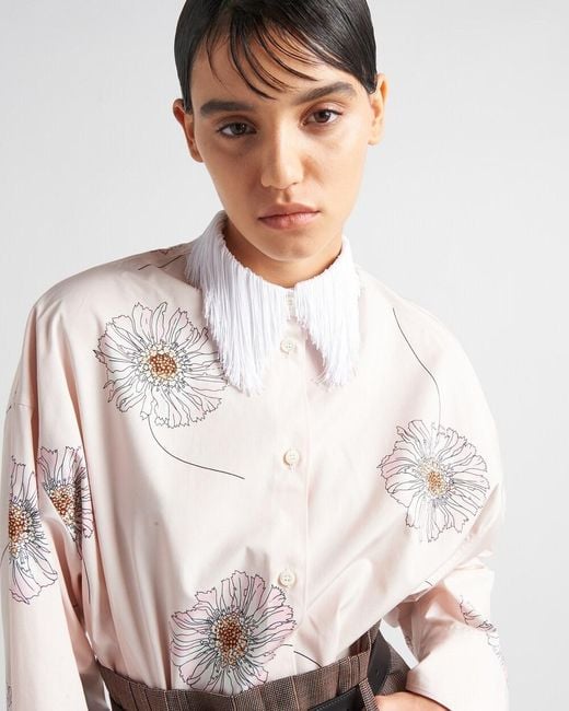 Prada Pink Printed Poplin Shirt