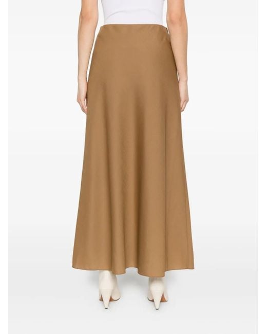 Alberta Ferretti Natural High-Waisted Midi Skirt