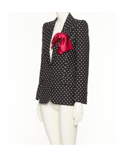 Valentino Black Supergran Polka-Dot Printed Blazer