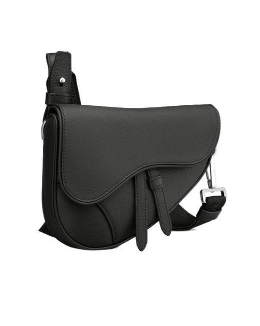 Dior Black Homme Foldover Top Mini Saddle Bag for men