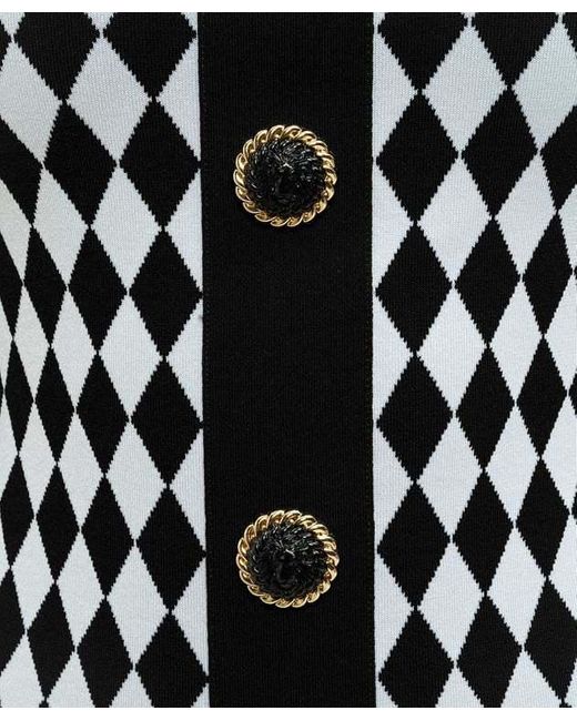 Balmain White Diamond-Pattern Mini Dress