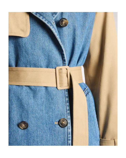 Fay Blue Belted Panelled Coat