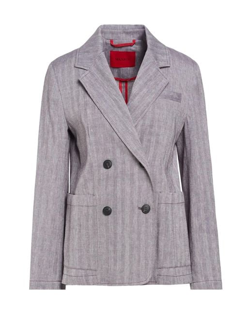 MAX&Co. Gray Long-Sleeve Double-Breasted Blazer