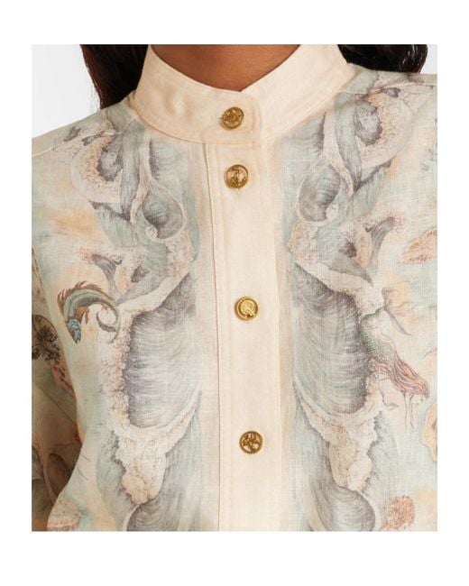 Zimmermann Natural Printed Linen Shirt