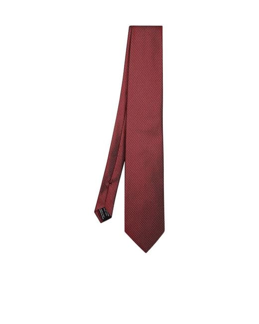 Tom Ford Red Geometric Micro-Patterned Ties for men